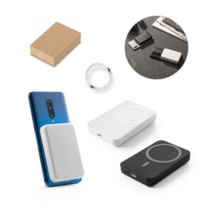 97166 AMPERE 5. Power bank magnético de 5.000 mAh en ABS reciclado (100% rABS)